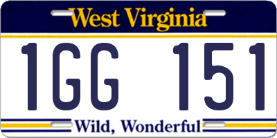WV license plate 1GG151