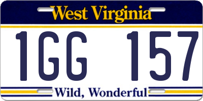 WV license plate 1GG157