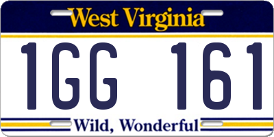 WV license plate 1GG161