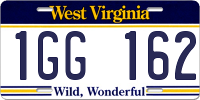 WV license plate 1GG162