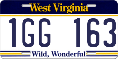 WV license plate 1GG163