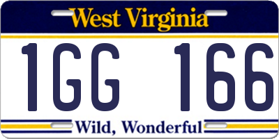 WV license plate 1GG166