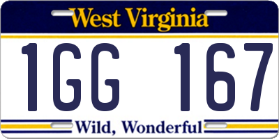 WV license plate 1GG167
