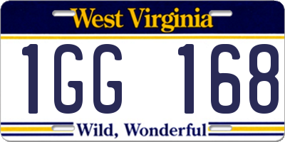 WV license plate 1GG168