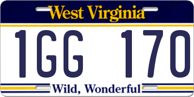 WV license plate 1GG170