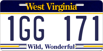 WV license plate 1GG171