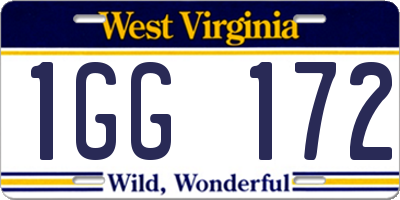 WV license plate 1GG172