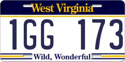 WV license plate 1GG173