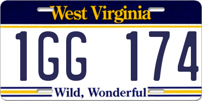 WV license plate 1GG174