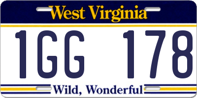WV license plate 1GG178