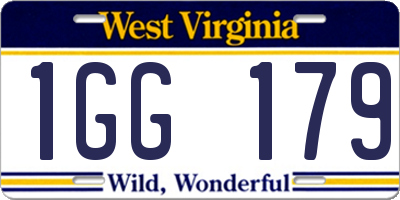 WV license plate 1GG179