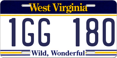 WV license plate 1GG180
