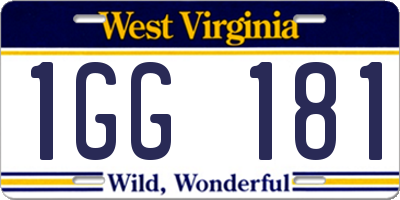 WV license plate 1GG181