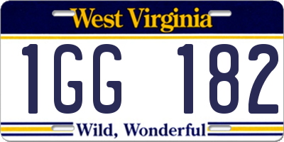 WV license plate 1GG182