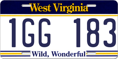 WV license plate 1GG183