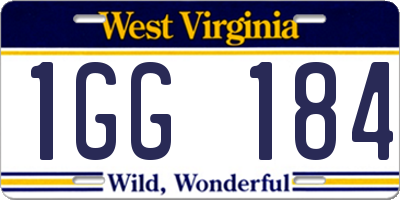 WV license plate 1GG184