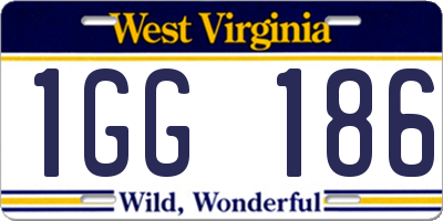 WV license plate 1GG186
