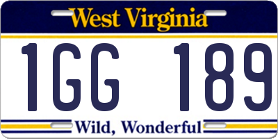 WV license plate 1GG189