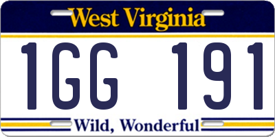 WV license plate 1GG191