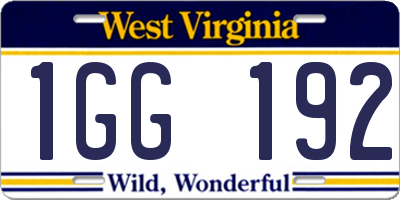 WV license plate 1GG192