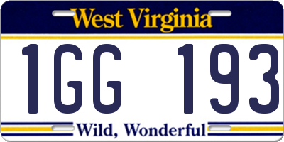 WV license plate 1GG193