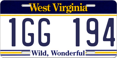 WV license plate 1GG194