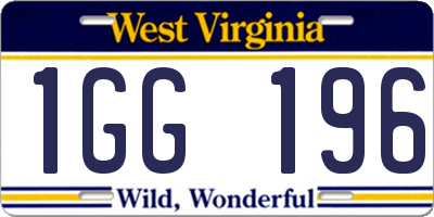 WV license plate 1GG196