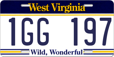 WV license plate 1GG197