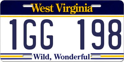 WV license plate 1GG198