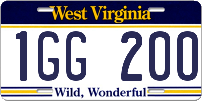 WV license plate 1GG200