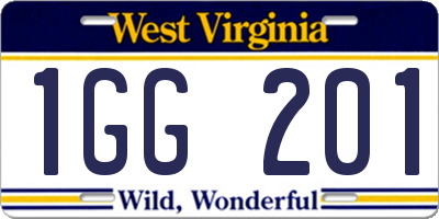 WV license plate 1GG201