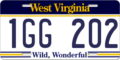WV license plate 1GG202