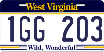 WV license plate 1GG203