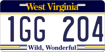 WV license plate 1GG204