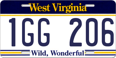 WV license plate 1GG206