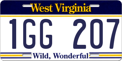 WV license plate 1GG207