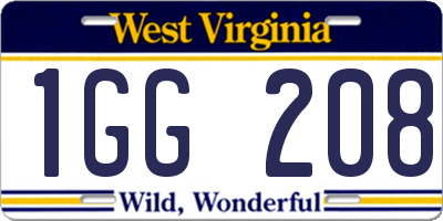 WV license plate 1GG208