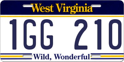 WV license plate 1GG210
