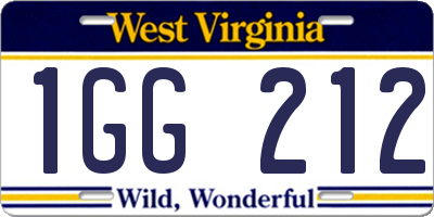 WV license plate 1GG212