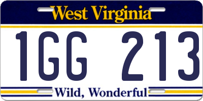 WV license plate 1GG213