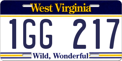 WV license plate 1GG217