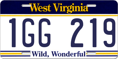 WV license plate 1GG219