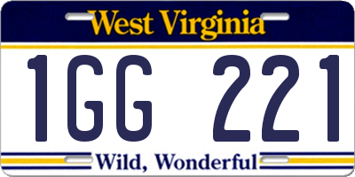 WV license plate 1GG221