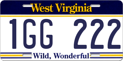 WV license plate 1GG222