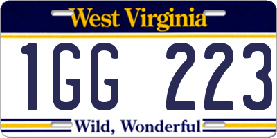 WV license plate 1GG223