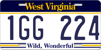 WV license plate 1GG224