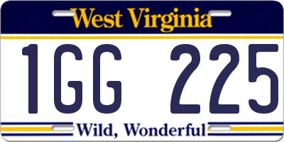 WV license plate 1GG225