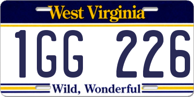 WV license plate 1GG226