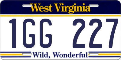 WV license plate 1GG227