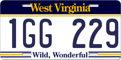 WV license plate 1GG229